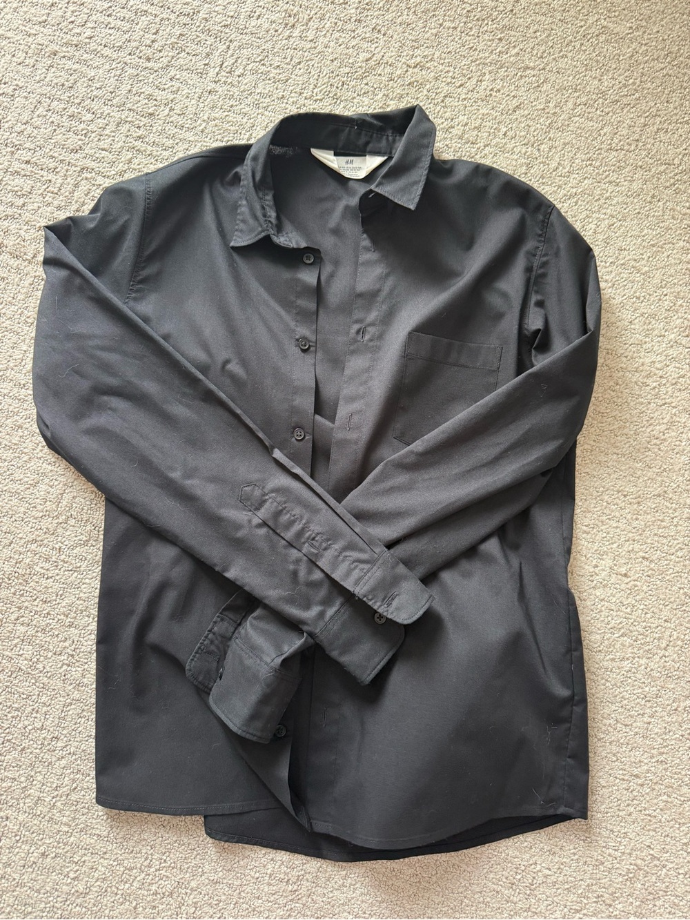 H&M Black Button-Front Long Sleeve Shirt